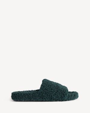 Balenciaga Furry Offene Pantolette - Grün
