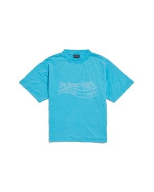 Balenciaga Washed Crayon Political T-Shirt Medium Fit - Blue