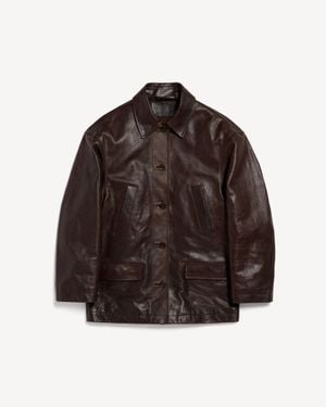 Balenciaga Abrigo Corto Oversize - Marrón