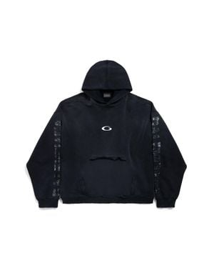 Balenciaga Hoodie Transparent Tape Con Tasca Strappata - Blu