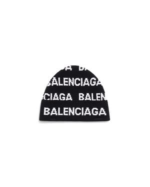Balenciaga Berretto Con Motivo A Intarsio - Nero