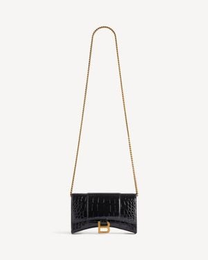 Balenciaga Hourglass Wallet On Chain - White