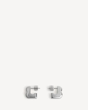 Balenciaga B Block Earrings - White