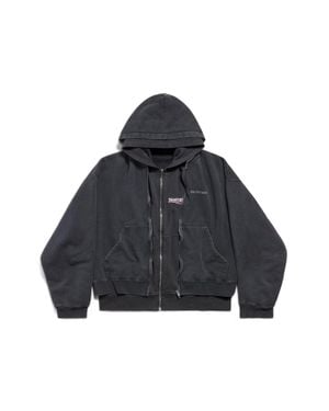 Balenciaga Layered Zip-Up Hoodie - Blue