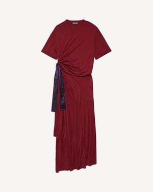 Balenciaga Draped T-Shirt Dress - Red