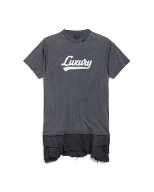 Balenciaga Luxury Script Hybrid T-Shirt Cargo Kleid - Blau