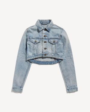 Balenciaga Cropped Curved Jacket - Blue