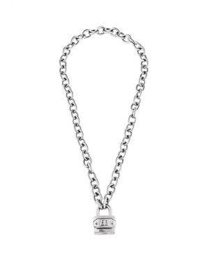 Balenciaga Bb Padlock Necklace - Metallic