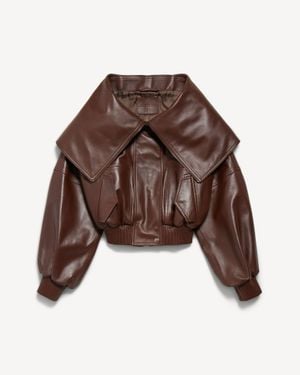 Balenciaga Wrap Collar Blouson - Brown