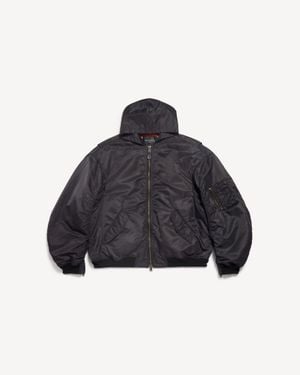 Balenciaga Tape Type Light Hooded Bomber Black - Blue