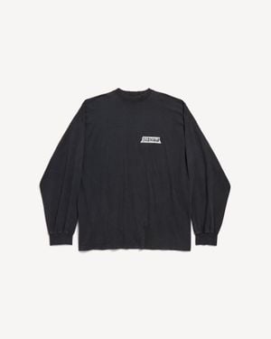 Balenciaga Masking Tape Jersey Oversized Long Sleeve Top - Blue