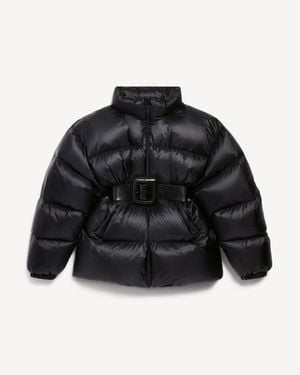 Balenciaga Belted Hourglass Short Puffer - Black