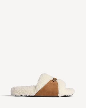 Balenciaga Furry Open Mule - Natural