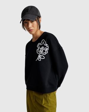 Benetton Benetton, Regular Fit Sweatshirt With Applique - Black