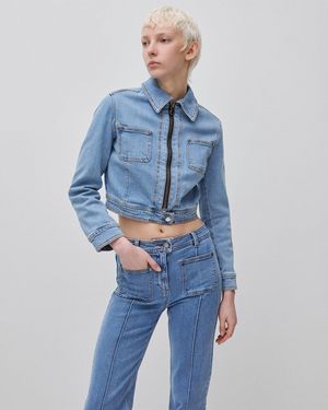 Benetton Benetton, Chaqueta Vaquera Con Cremallera, Talla, Azul Claro, Mujer