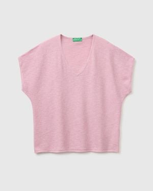 Benetton Benetton, V-Neck Jumper - Pink