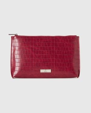 Benetton Benetton, Busta Con Tracolla E Stampa Cocco, Taglia, Fragola, Donna - Rosso