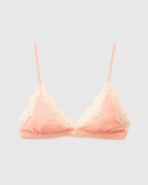 Benetton Benetton, Silk Blend Triangle Bra With Lace - Black