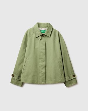 Benetton Benetton, Gabardina Corta, Talla, Verde Oliva, Mujer