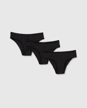 Benetton Benetton, Drei Slips Aus Dehnbarem Modal, Größe, Schwarz, Damen