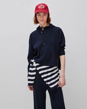 Benetton Benetton, Pull À Capuche Oversize, Taille, Bleu Foncé, Femme - Noir