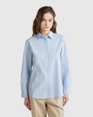 Benetton Benetton, Shirt With Vertical Stripes - Blue