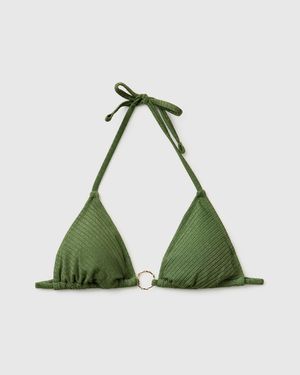 Benetton Benetton, Geripptes Stranddreieck Mit Lurex, Größe: 4° Grün, Damen