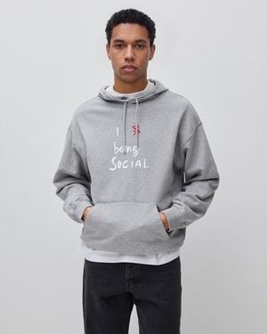 Benetton Benetton, Sweatshirt With Hood And Slogan Print - Grey