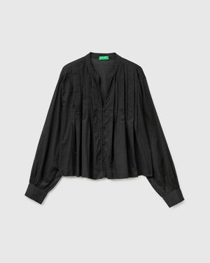 Benetton Benetton, Lightweight Blouse With Pleats - Black