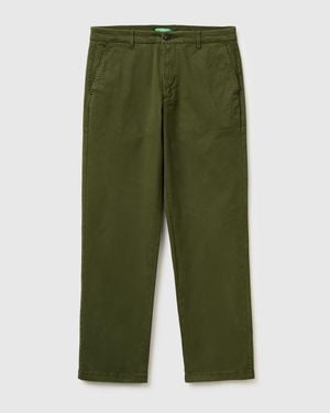 Benetton Benetton, Pantalones Chinos De Corte Recto, Talla, Verde Oliva, Hombre