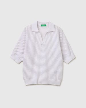 Benetton Benetton, Perforated Polo Shirt - Black