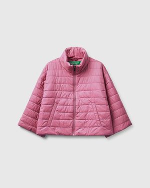 Benetton Benetton, Lightweight Padded Jacket With 3/4 Sleeves - Black