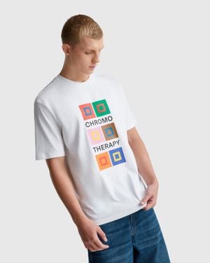 Benetton Benetton, Relaxed Fit T-Shirt With Print - Black