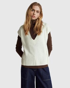 Benetton Benetton, V-Neck Vest - Black