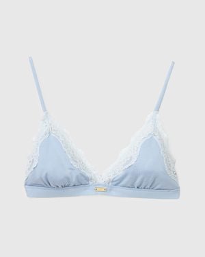 Benetton Benetton, Silk Blend Triangle Bra With Lace - White