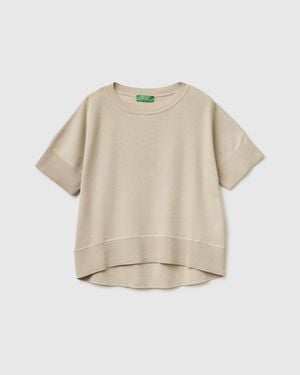 Benetton Benetton, Premium Cotton Short-Sleeved Jumper - Black