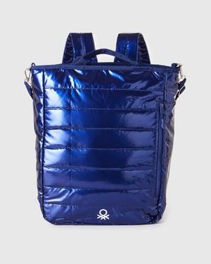 Benetton Benetton, Padded Rucksack With Shoulder Strap - Blue
