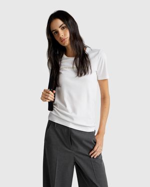 Benetton Benetton, Short Sleeve T-Shirt With Glitter Logo - Black