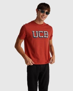 Benetton Benetton, Camiseta De Algodón Con Logotipo, Talla, Rojo Teja, Hombre