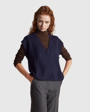 Benetton Benetton, V-Neck Vest - Blue
