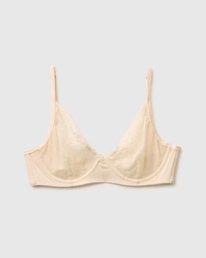 Benetton Benetton, Triangel-Bh Mit Spitze, Größe: 4° Cremeweiss, Damen - Schwarz