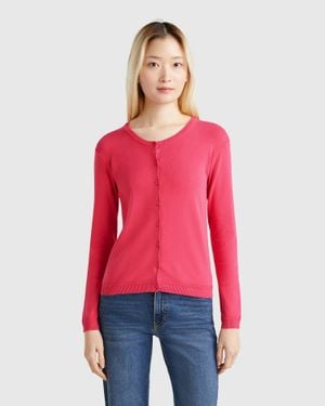 Benetton Benetton, Cardigan Girocollo - Rosso