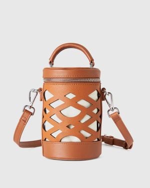 Benetton Minibolso Cilíndrico Marrón - Negro