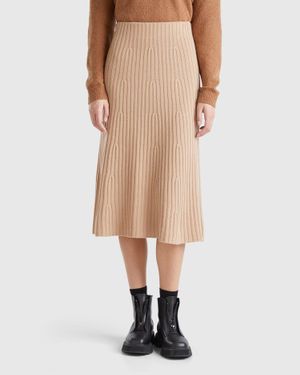 Benetton Benetton, Knit Midi Skirt - Black