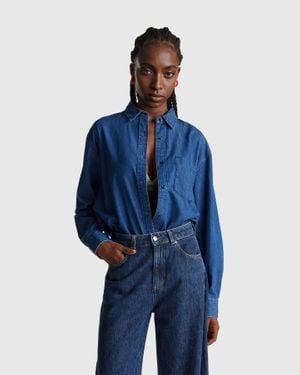Benetton Benetton, Kurzes Chambray-Hemd, Größe, Blau, Damen