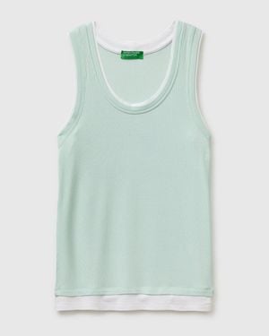 Benetton Benetton, Slim Fit Ribbed Tank Top - Green