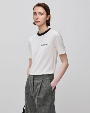 Benetton Benetton, T-Shirt With "Amour" Embroidery - Black