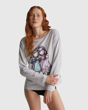 Benetton Benetton, Top With Santoro Gorjuss Print - Black