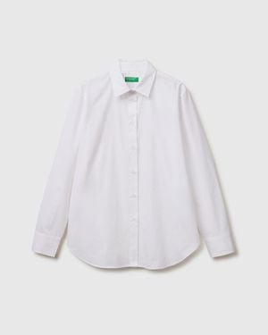 Benetton Benetton, Relaxed Fit Cotton Shirt - White