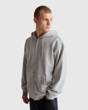 Benetton Benetton, Sudadera De Algodón Con Cremallera Y Capucha. Talla, Gris Claro, Hombre